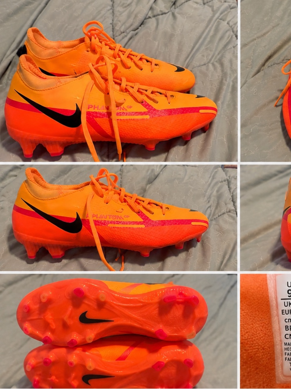 Nike Phantom Bright Orange Soccer Cleats with Pink Accents and Black Swoosh